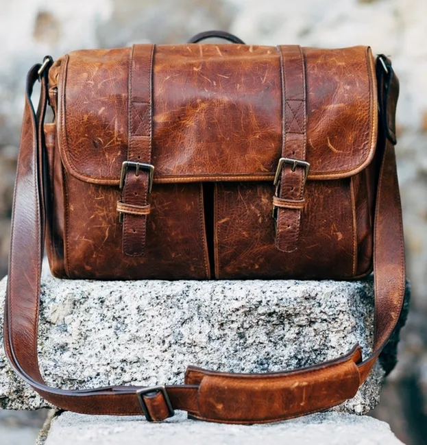 Leather goods on display