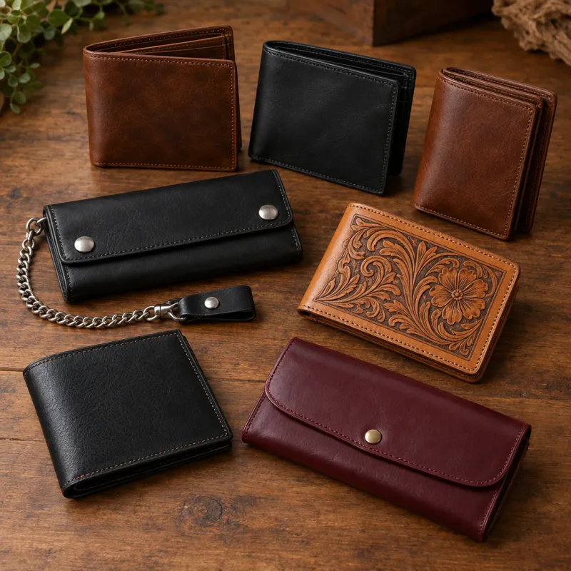 Men's and women's leather wallets